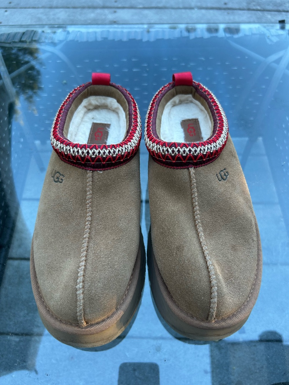 UGG Tazz ll Chestnut platform Tan Suede Slip-On Shoes Size 8 - Picture 5 of 7